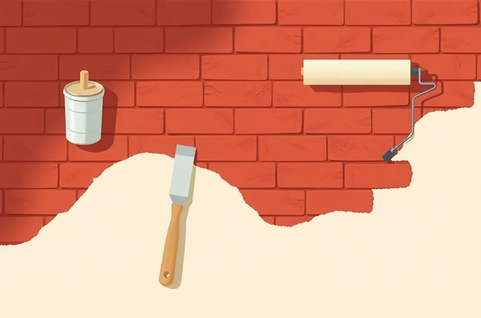 Outils de peinture disposés dans l'ordre des étapes du chantier